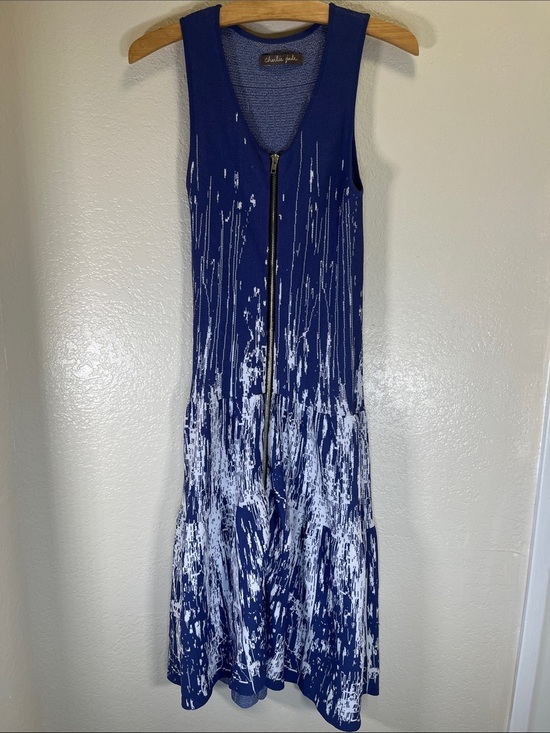 Anthropologie Dresses & Skirts - Anthropologie charlie jade Royal Blue & White Zip-Front Knit Dress size XS?